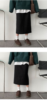 Canine Back Open V-neck Knit Skirt