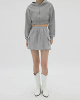 ジュリクロップフードジップアップ / Juri Crop Hood Zip-up (3color)