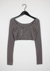 ボタンレイヤードクロップTシャツ/Button Layered Crop T-shirt (3color)