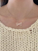 アイレットリボンパールネックレス / [925silver] Eyelet ribbon pearl necklace