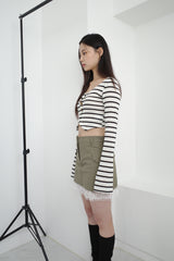 リーズクロップストライプカーディガン / Leeds Crop Stripe CD (2 colors)