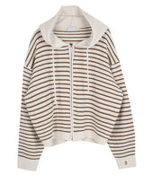 No.0363 st KNIT hood warmer zip-up (3color)