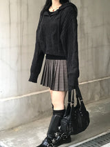 Aki Checkered Pleats Skirt