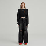 BLACK ATHR CROP SWEATSHIRT