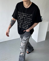 パピラスレタリングUネックショートスリーブTシャツ / OWN Papyrus Lettering U-neck Short-sleeved T-shirt (3 colors)