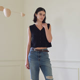 ボタン ニットベスト/BUTTONED KNIT VEST (BLACK)
