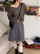Siren Wave Punching Layered V-neck Cropped Long-Sleeved Knitwear