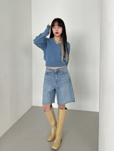 ウールVネッククロップニット/Wool V-neck Crop Knit (10color)