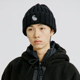 YPペイズリーパッチニットビーニー / YP PAISLEY PATCH KNIT BEANIE DEEP BLACK