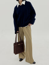 ウールビッグツイストV-ネックニット / Wool big twist V-neck knit (6color)