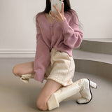 [7color/guaranteed color] Milk Tea Angora V-neck cardigan