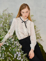 フリルシャーリングリボンブラウス / Frill Shirring Ribbon Blouse