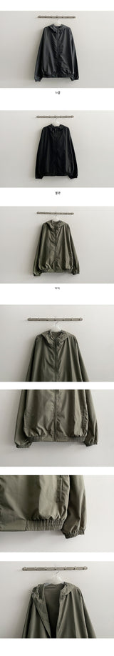 [Set-up possible!] Liza solid high neck windbreaker hoodie