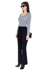 ハウンドチェックスクエアネックラッシュガードトップ/Hound check square neck rash guard top (black)