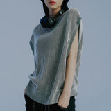 ツートーンリブニットベスト / TWO TONE RIB KNIT VEST_GREEN