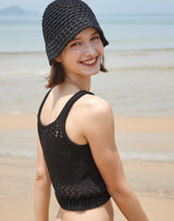 【OUTLET】COTTON PAPER KNIT BUCKETHAT BLACK