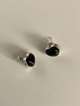 (silver925) black heart earring