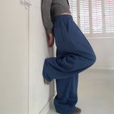 Twee pintuck two-way banding long wide jogger pants