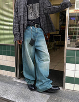 No.0150 color washing denim wide PT
