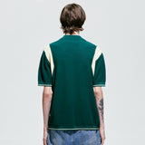 バーシティハーフニットジップアップ / varsity half knit zip-up green