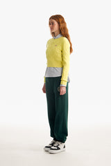 スモールチェリーケーブルクロップニット／SMALL CHERRY CABLE CROP KNIT [LIME]