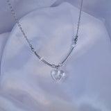 heart bar transparent beads necklace