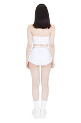 キュービックレタリングロゴチューブトップブラトップ/cubic lettering logo tube bra top (white)