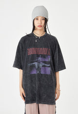 Soundgarden printing crack washed t-shirt