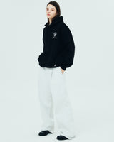SMALL ROMAN TYPO LOGO HOODIE-BLACK (6680882577526)
