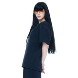 ウーヴン1/2ハーフTシャツネービー