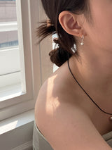 [92.5silver] bell heart one-touch earrings