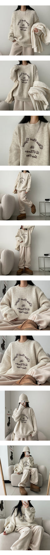 Eril Bodle Thick Embroidery Lettering Wool Knitwear