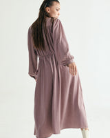 V-NECK CREASE SHIRRING ONEPIECE - INDI PINK (6635995889782)