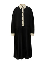 Lace pleated dress - Black (6682468352118)