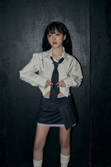 ストライプラップスカート / stripe wrap sk - charcoal