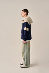 COLOR TONING PATTERN ANORAK -NAVY