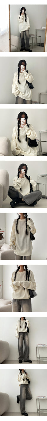 [10 Colors] Roach Big Boxy Habee Round Knitwear