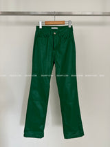 leather coated straight pants