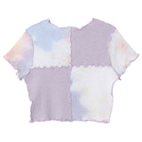 タイダイブロックミックスクロップTシャツ / PURPLE TIE-DYE BLOCK MIX CROP T-SHIRT