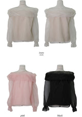 シースルーオフショルダーブラウス (3color)
