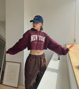 ニューヨーククロップフーデッドTシャツ / New York Crop Hooded T-shirt (2color)