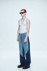 ハイパー ブラッシュ ウォッシング ワイド デニムパンツ / Hyper Brush Washing Wide Denim Pants Blue