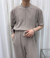 UNプリーツ半袖Tシャツ / UN Pleats Short-Sleeved T-Shirt (4 colors)