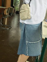Slush denim half pants