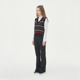 WAVE FLOWER JAQUARD KNIT VEST_BLACK (6610819547254)