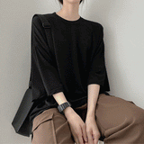 クーリングスパンデックスプレインボクシーショートスリーブTシャツ / Cooling Spandex Plain Boxy Short-Sleeved T-Shirt