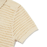 MONO CHERRY NET KNIT SHORT CARDIGAN [IVORY]