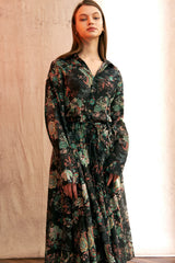 "PRE-ORDER 4/16~" VINTAGE FLOWER DROP-SHOULDER SHIRT (Black) (6546128928886)