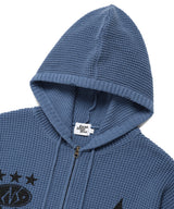 DAMAGED KNIT ZIP UP HOODIE BLUE(CV2DFUK681A)