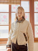 Stripe Patched Quilting Jacket (Ivory)